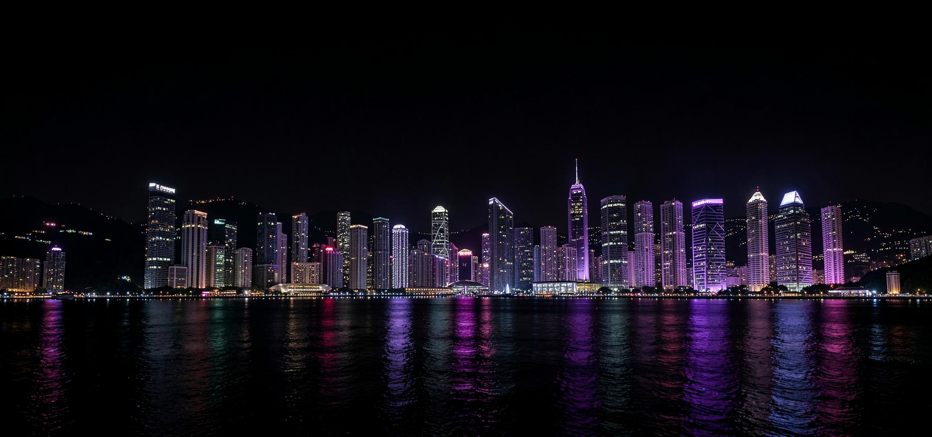 Hong Kong skyline illuminated at night